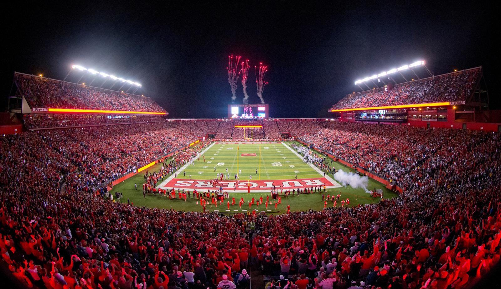 SHI Stadium packed with Rutgers fans during a night game